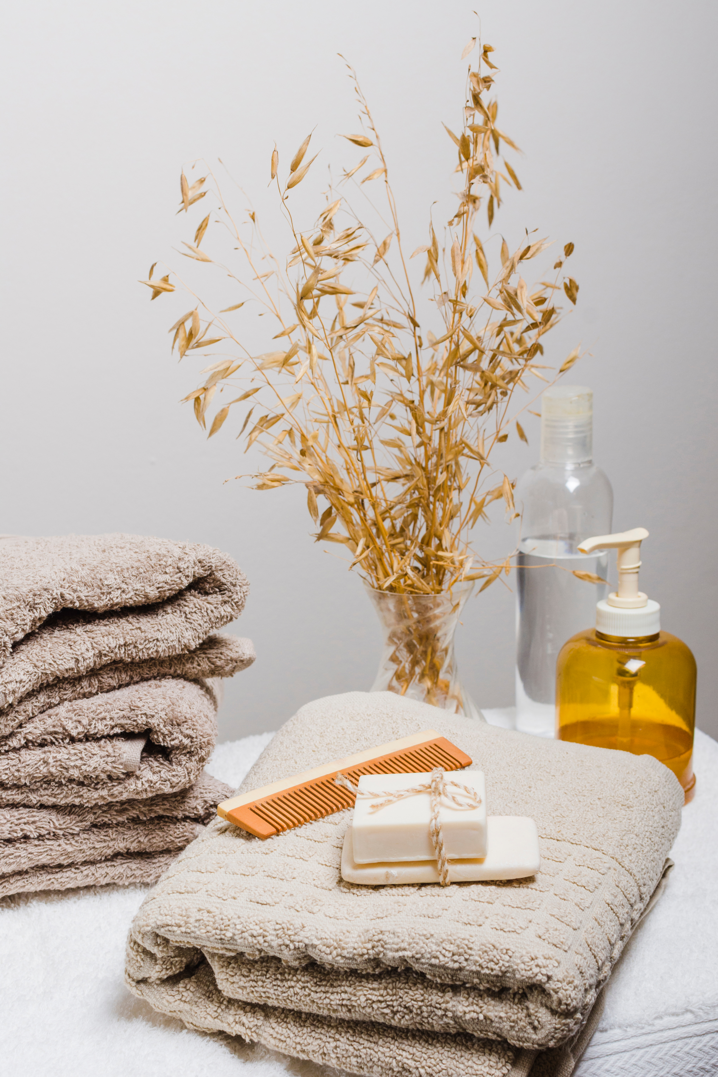 Stack of towels and accessories